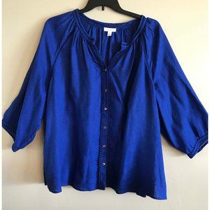 Charter Club Woman - Royal Blue Linen Blouse